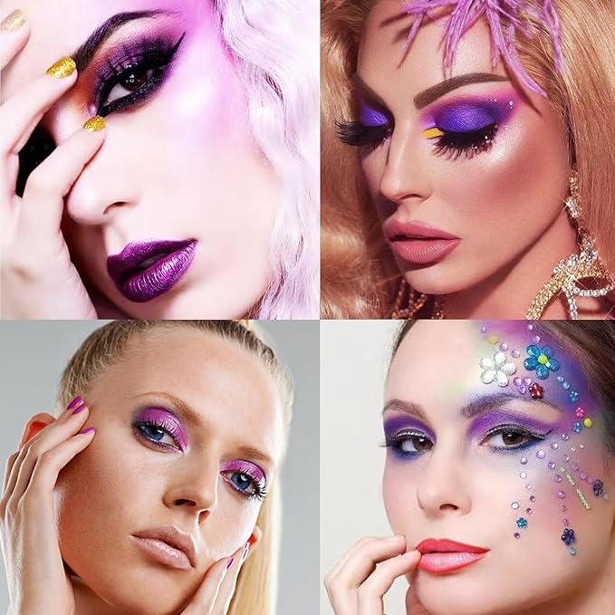 Purple Glitter Matte Eyeshadow Palette, 9 Colors Shimmer High Pigmented Eyeshadow Powder, Dream Purple Eye Shadow Palette Makeup,Waterproof Blendable Colorful Eyeshadow Palette for Girl Women