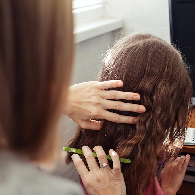 Geiserailie 2 Pieces Jade Combs Massage Stone Hair Gua Sha Scraping Scalp Comb Facial Massage Tool Multifunctional Handheld Head Tools Head Caring Therapy Mother's Day Gift(Plain Style)