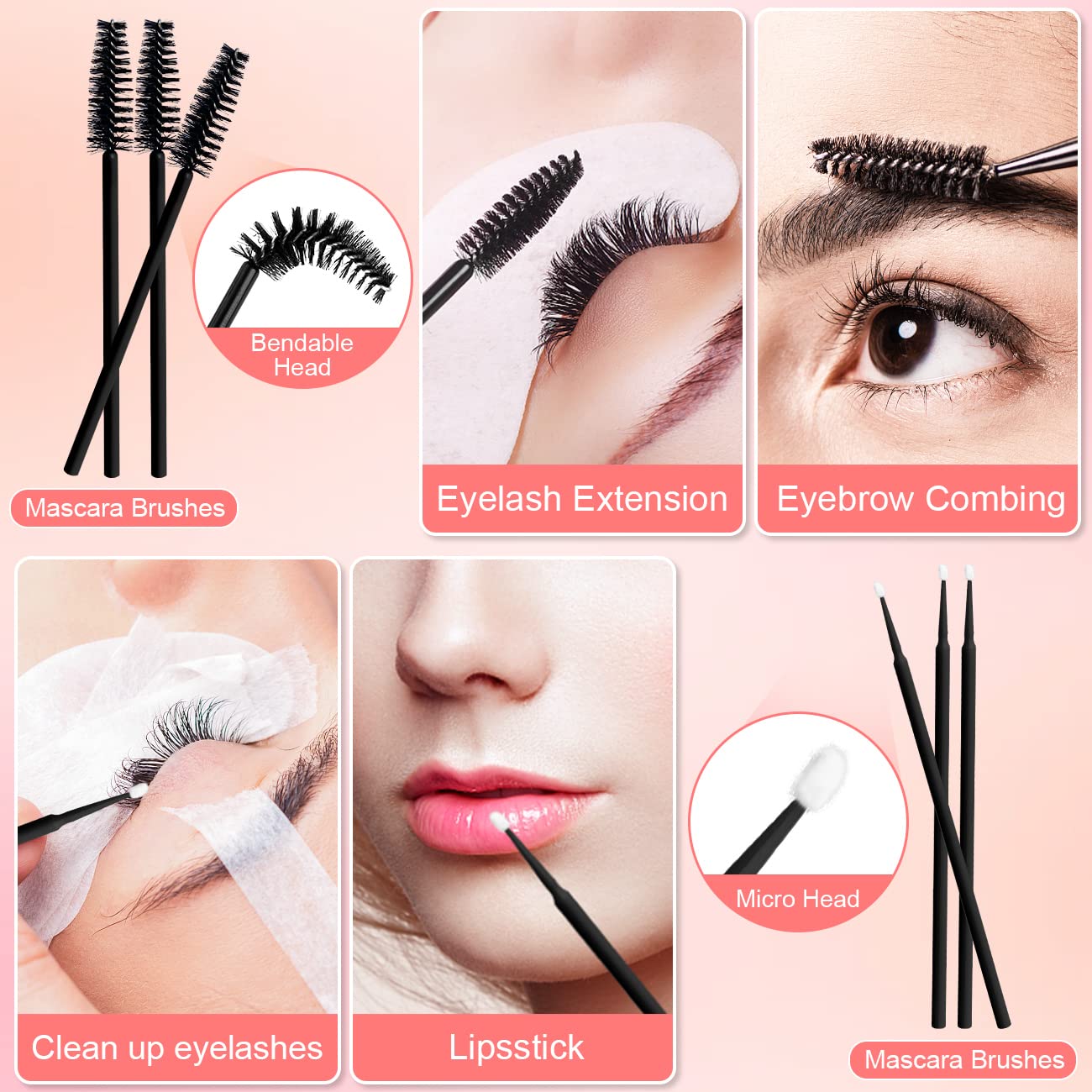 Eyelash Extension Kit - Individual Lash Extensions Supplies with 0.07D Curl Mix 8-15mm, Glue, Remover, USB Lash Fan, Tweezers, Eye Gel Pads, Micro Brushes, Mascara Brushes