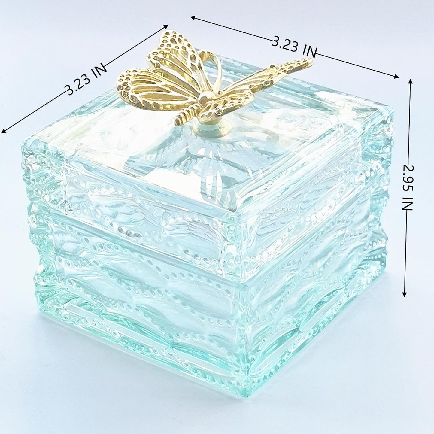 Body Powder Puff and Container - Glass Dusting Powder Container with Soft Puffs Vintage Powder Puff Case for Women & Girls (3.23x3.23x2.95 H IN) - GRB016-Light Green