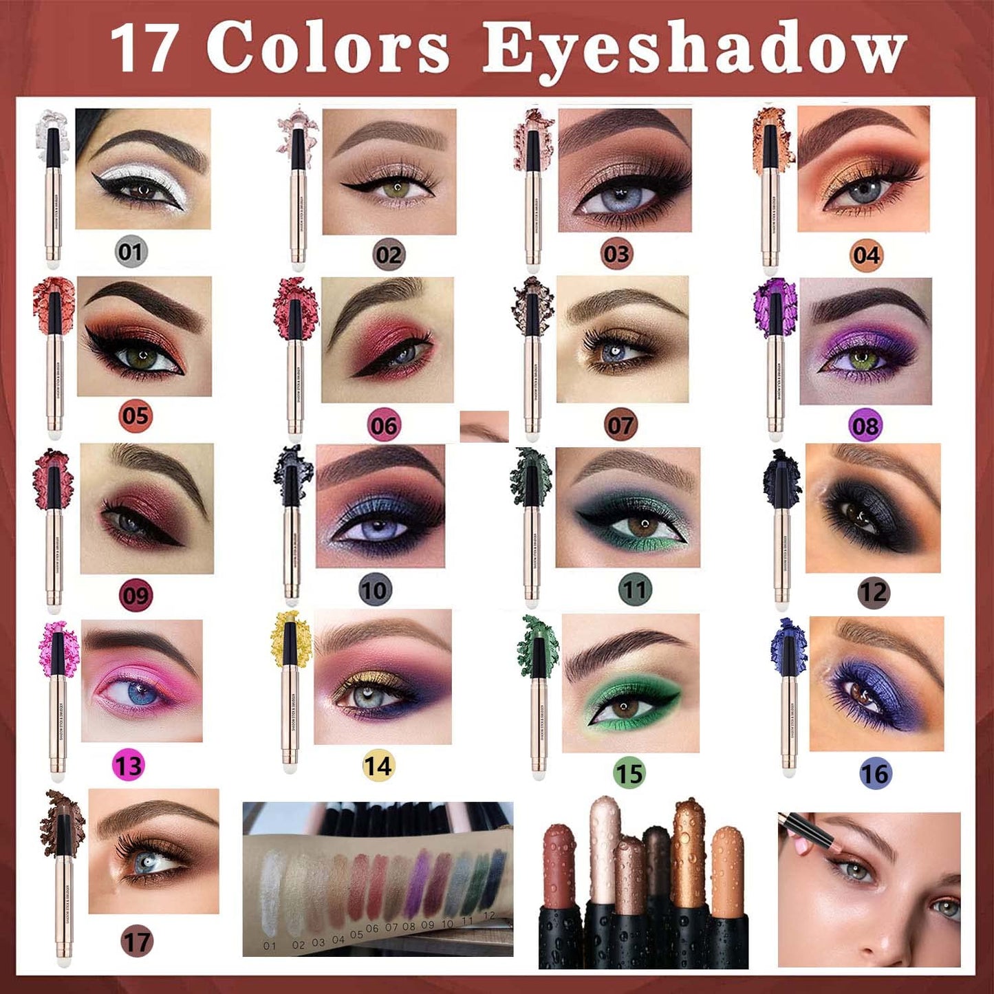 Purple Eyeshadow Stick, Cream Smooth Shimmer Eyeshadow Pencil Makeup, Hypoallergenic Waterproof Long Lasting Eye Shadow Highlighter Stick Create Multi-Dimension Eyes Look(Violets Shimmer #08)