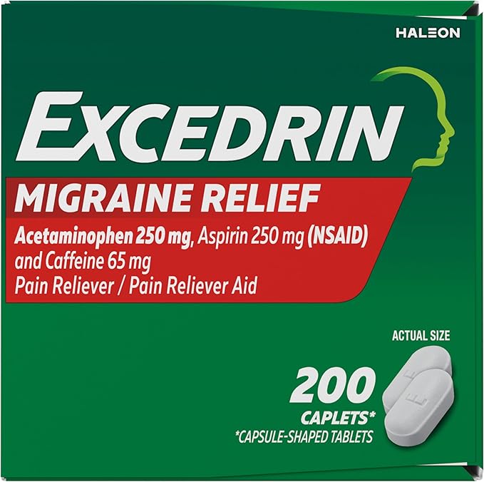 Excedrin Migraine Relief Caplets to Alleviate Migraine Symptoms - 200 Count