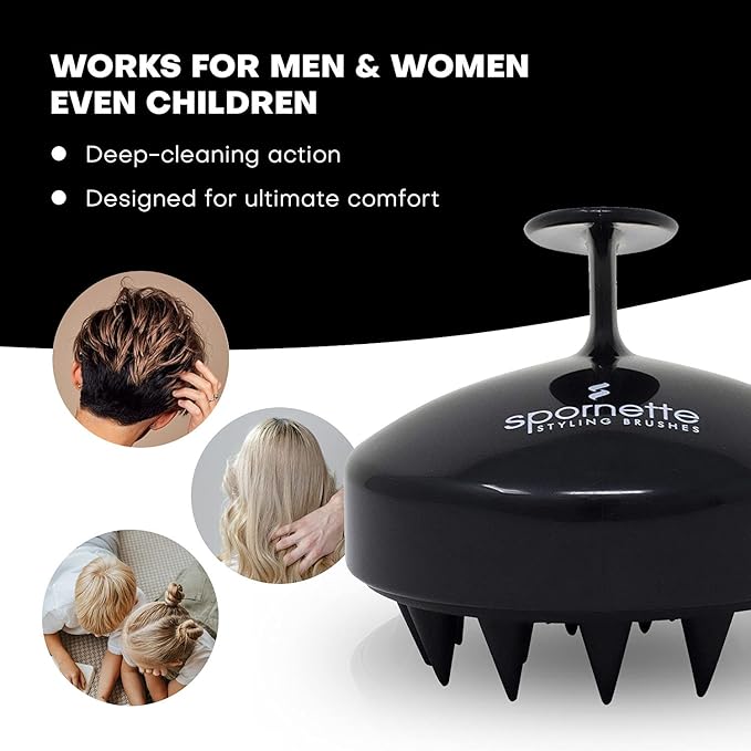 Spornette Scalp Massager Shampoo Brush Black