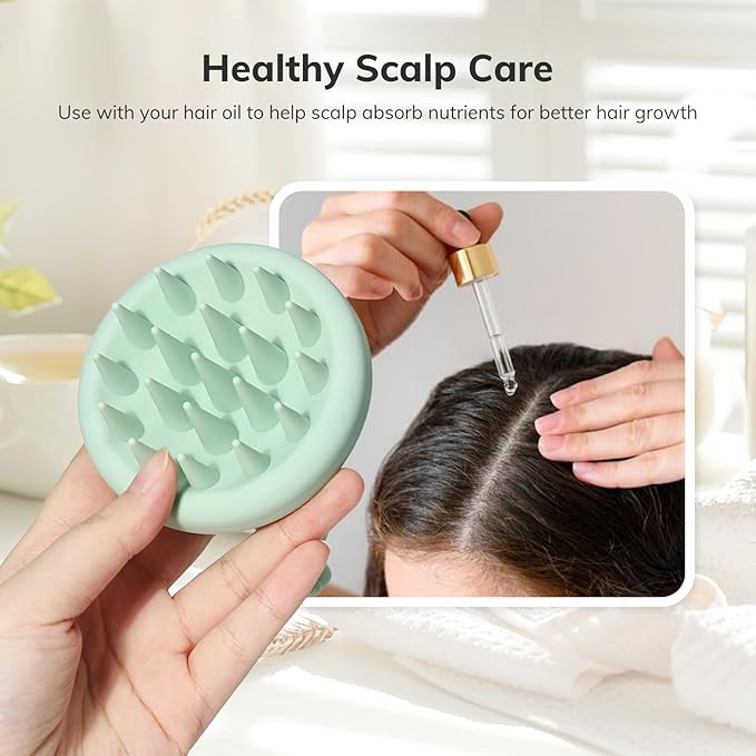 Sndyi Silicone Scalp Massager Shampoo Brush, Hair Scrubber with Soft Silicone Bristles, Scalp Scrubber/Exfoliator for Dandruff Removal, Wet Dry Scalp Brush for Hair Growth & Scalp Care