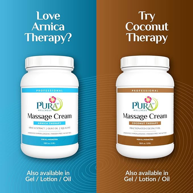 Arnica Massage Cream, Deep Tissue Therapy, Hypoallergenic, Unscented Arnica Cream for Professional Use, Physical Therapy, Muscle Relief, Arnica Massage Lotion, Coconut Oil Massage Cream 128oz