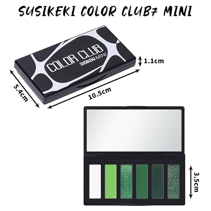 Green Eyeshadow Palette with Mirror Lime Forest Emerald Tones Matte Shimmer 6 Colors Mini Eye Shadow Pallet Travel Size Highly Pigmented for Goth Fairy Joker Wicked Halloween Parties Makeup