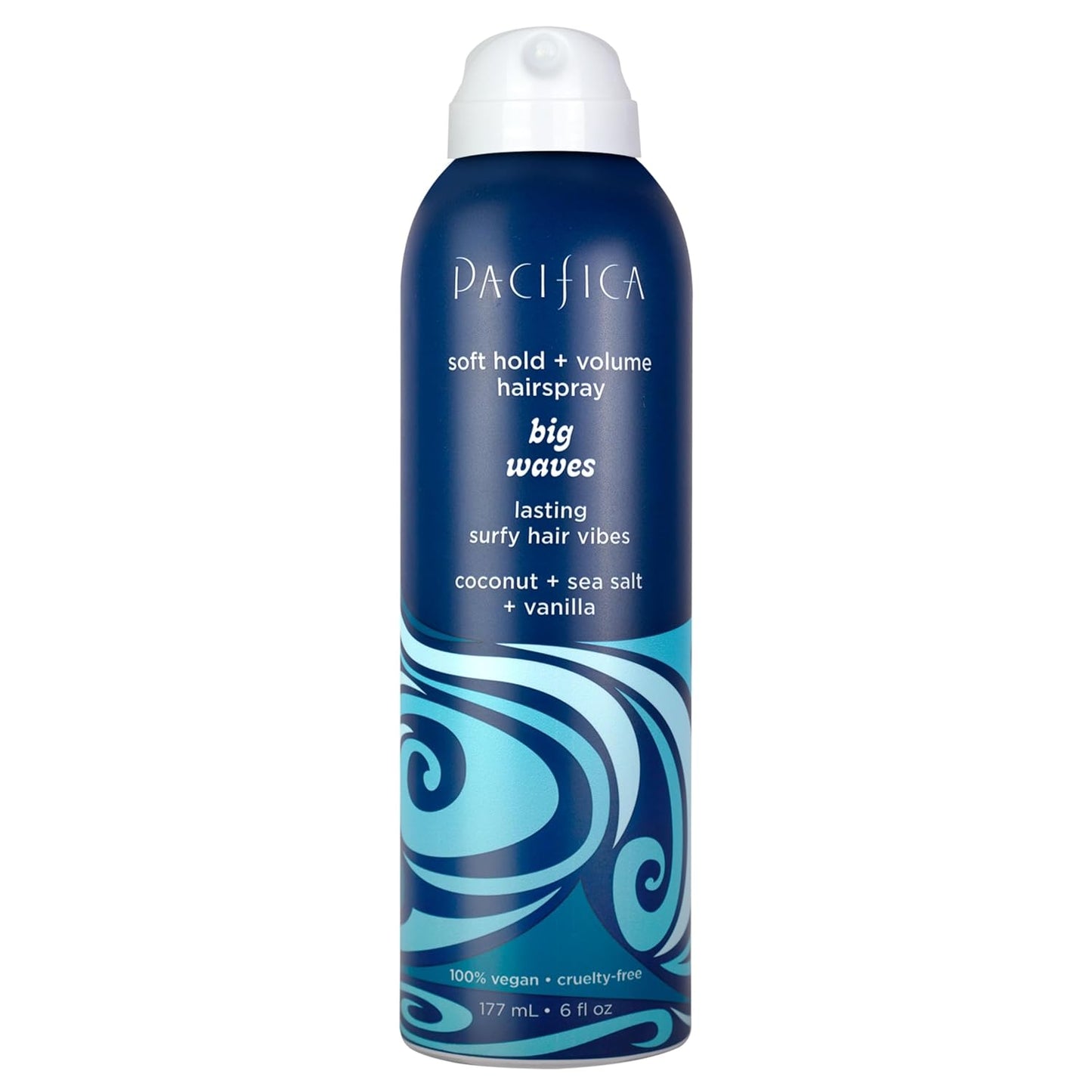 Pacifica Beauty Big Waves Coconut, Vanilla & Sea Salt Hairspray, Controls Frizz & Adds Volume, Designed for Wavy Hair, Vegan & Cruelty-Free, 6 Fl Oz