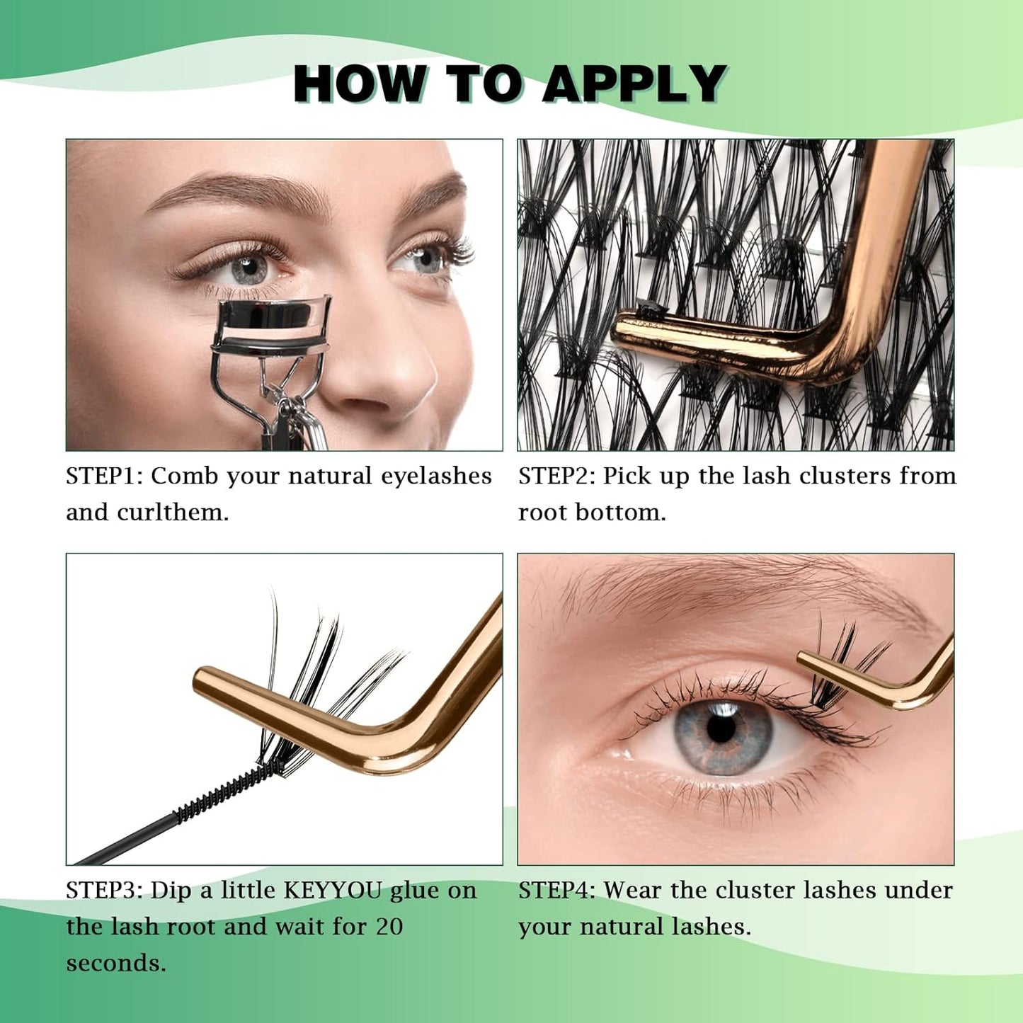 Lash Clusters 300pcs Individual Lashes 30D 0.07D Curl 15mm DIY Eyelash Extension KEYYOU Large Tray Volume Soft&Natural Cluster Lashes(30D-0.07D,15)