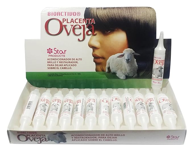 Placenta Oveja 12 Pack – 0.61 oz Each, Hair Repair Treatment with Sheep Placenta Extract for Strengthening & Revitalizing Damaged Hair