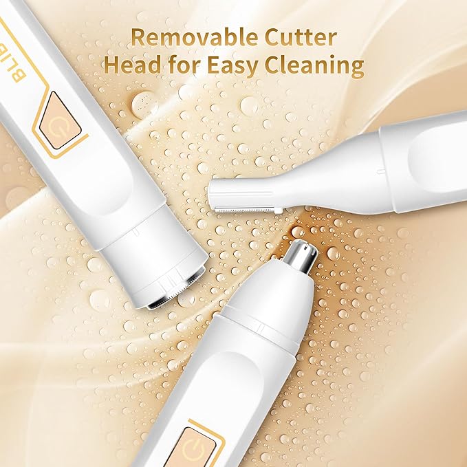 Ear and Nose Hair Trimmer for Women Men, 3-in-1 Professional Painless USB Rechargeable Eyebrow Trimmer, Nose Hair Trimmer for Women, Facial Hair Remover with Powerful Motor, White