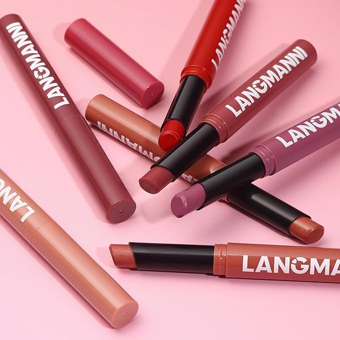 Jolilab 8Pcs Lip Set: 4 Colors Lip Liner+4 Colors Lipstick, Matte/Creamy,Smooth Creamy Texture,Long-Lasting,Bold/Nude Shades for Daily/Party, Vegan, Gift for Makeup Lovers.(#03+05+10+12)