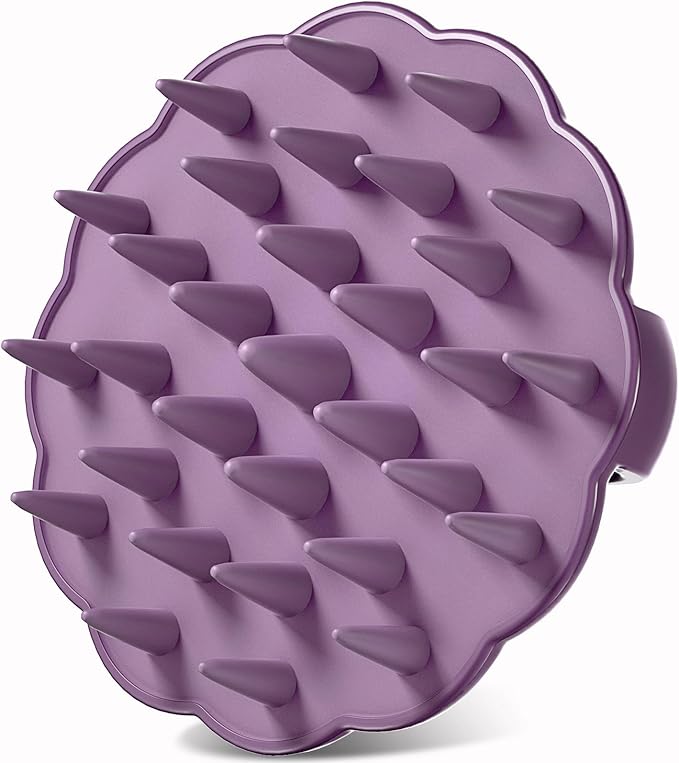 Scalp Massager Hair Growth, Scalp Scrubber Wiht Silicone Bristles, Head Massager Scalp, Wet Dry Hair Care Scalp Scrub for Women Man (Purple)