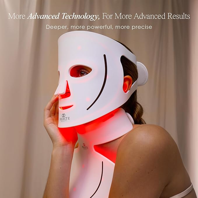 Project E Beauty Lumalux Face+ | Pro LED Light Therapy Face & Neck Mask 1600 LEDs | 7+2 Colors 460~1072nm | Red Light + Infrared + Deep Infrared Mask