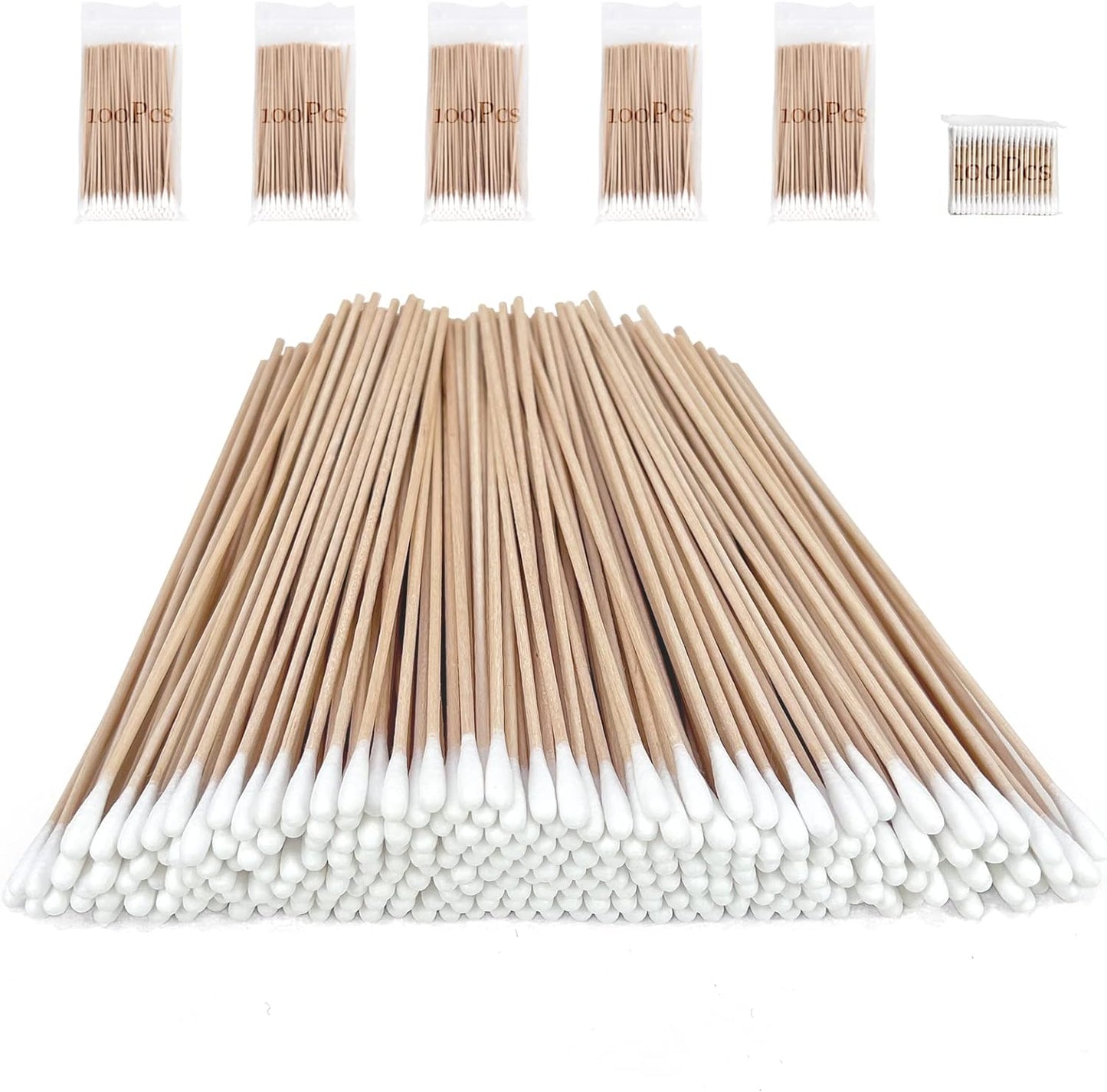 eyxformula 500 Count 6 Inch Long Cotton Swabs with Sturdy Bamboo Sticks - Absorbent & Lint Free Cotton Tipped Applicator for Cleaning Gun, Dog Ear, Electronics, Hard-to-Reach Areas, Makeup, Crafts