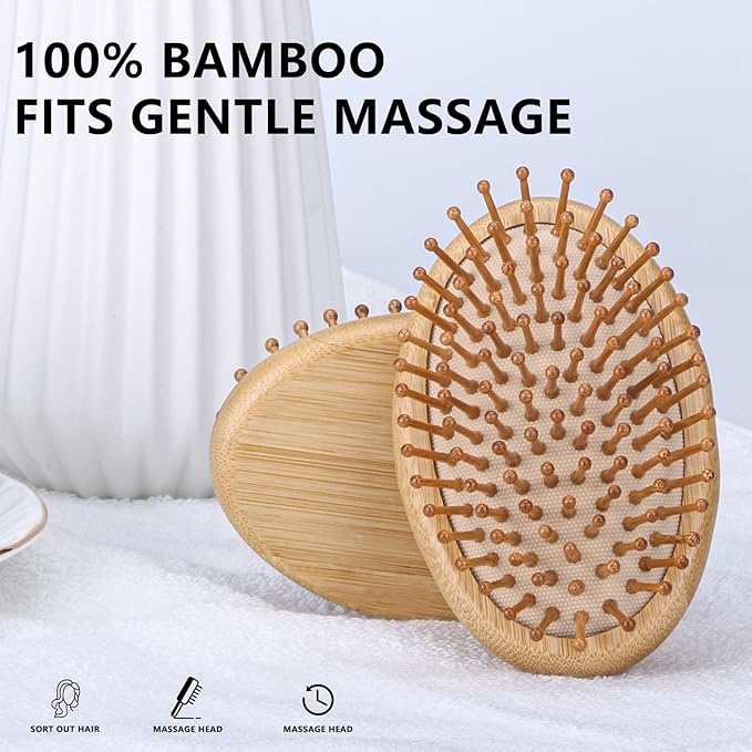 Natural Bamboo Hair Brush(No handle), Massaging Scalp, Detangling brush for Women, Men &Kids, Eco-friendly Natural Wooden for All Hair Types