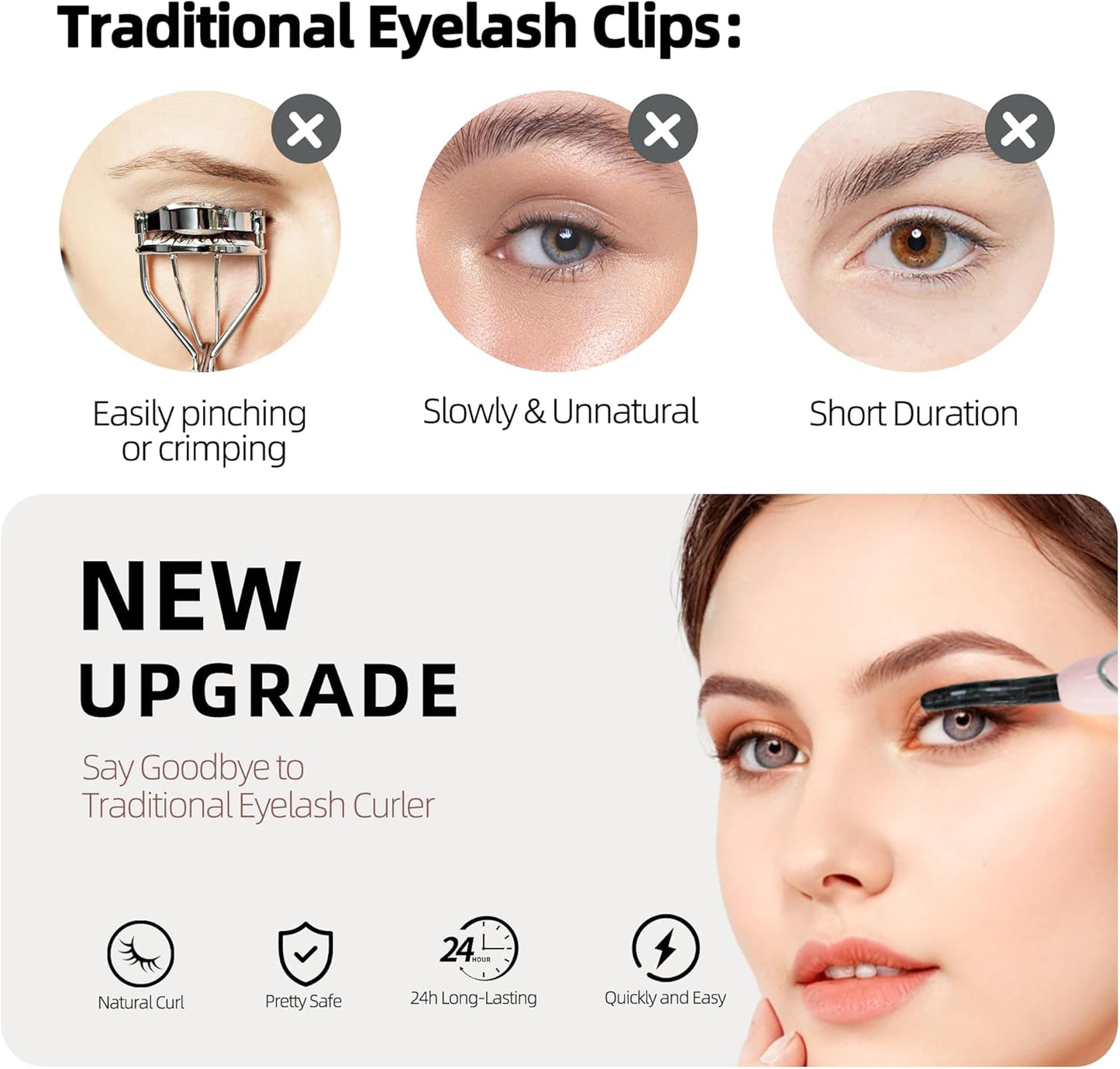 Heated Eyelash Curler, S600 Heated Lash Curler, Accurate Temperature Control Electric Eyelash Curler Heated - Intelligent Power Off, Natural Long Lasting Makeup - Primrose Pink/Silver