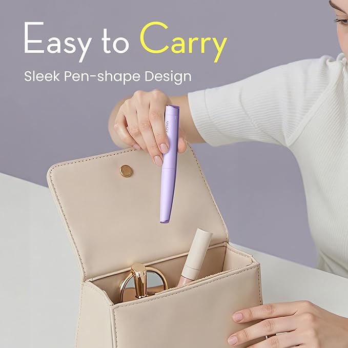 Facial Hair Removal for Women, Painless Eyebrow Trimmer with Pivoting Head, Electric Battery Operated Body Hair Remover with 2 Replaceable Blade for Face Neck Chin Bikini, Purple