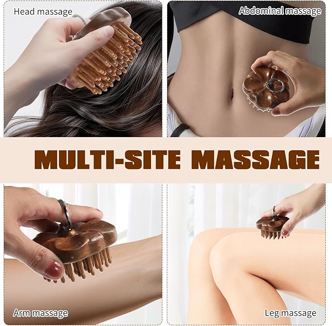 61-Tooth Wooden Scalp Massager, Bamboo Brush for Hair Growth, Sandalwood Comb for Body Relief, Suitable for Meridian Massage and Scraping Therapy