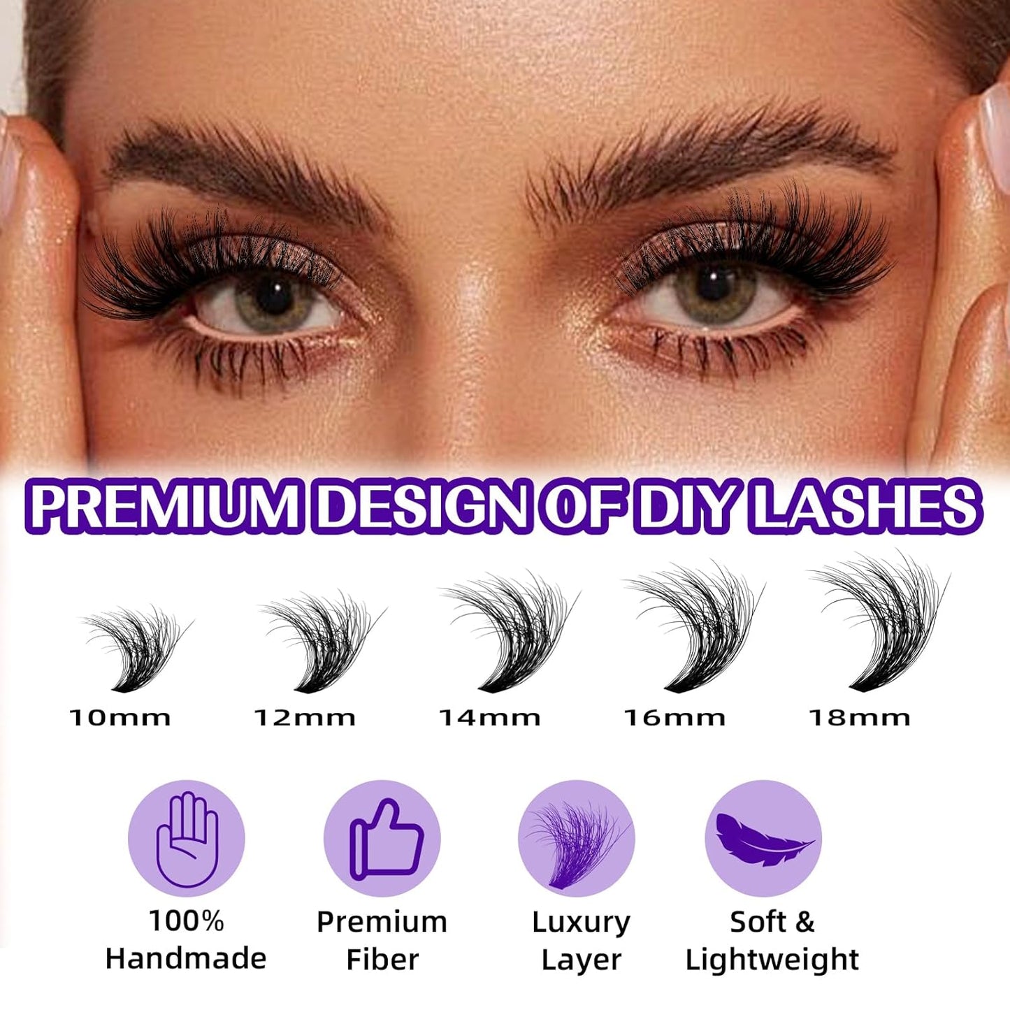 B&Qaugen Lash Clusters 3D Thick Eyelash Clusters 280pcs Cluster Eyelash Extensions 10-18mm 90D Wispy Individual Lashes Volume Lash Clusters DIY Lash Extensions at Home (90D-MIX10-18mm), Black