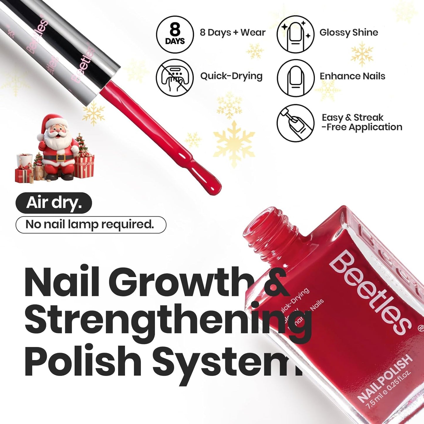 Beetles Red Nail Polish Set Blazing Rose, 6 Colors Dark Red Burgundy Nail Polish Glossy 15ml Enhance Nails Quick Dry Fingernail Polish for Nail Art Manicure 4th of July DIY at Home Gifts For Women