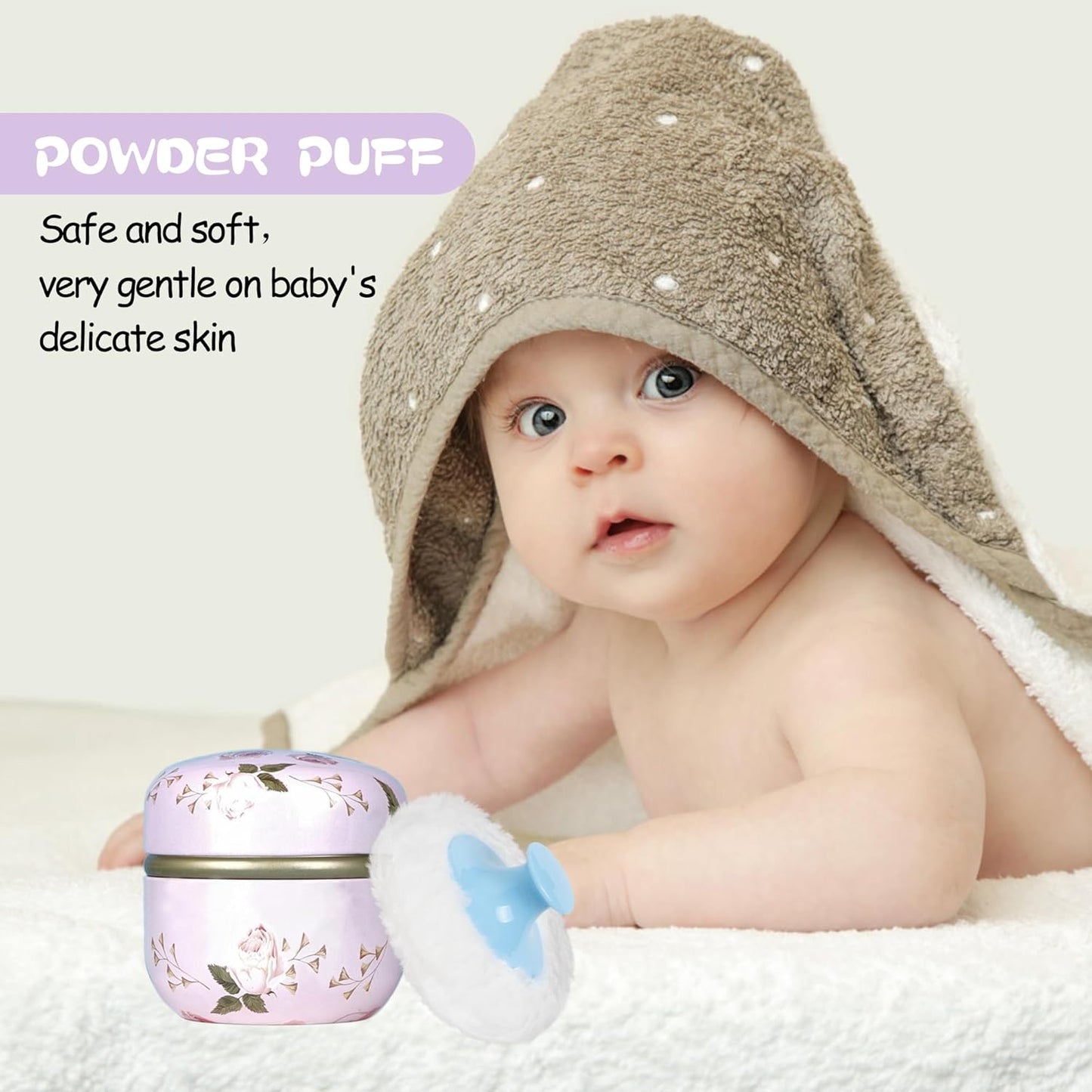 WEMEGA Body Powder Case with Powder Puff Powder Container Tea Box for Baby and Women Powder Puff and Powder Case for Travel (Rose1)