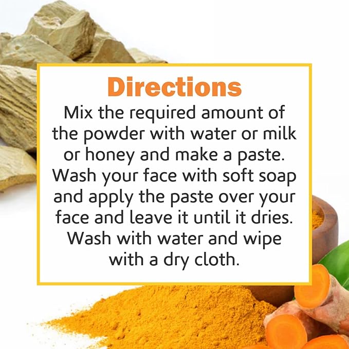 D'SUZA Fuller's Earth Powder, 11 Oz, 0.66 lb, Indian Healing Clay, Bentonite Clay, Natural Face Pack (11 Oz, Multani Mitti & Turmeric Powder)