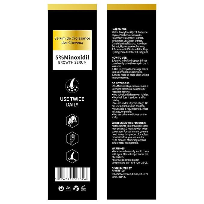 5% Minoxidil with Rosemary and Biotin for Men and Women Hair Growth,Beard Growth Kit,Scalp Serum for Thicker Fuller Hair