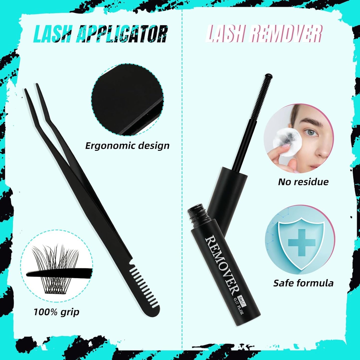 Lash Clusters Kit,144Pcs Eyelash Extension Kit Midnight with Lash Bond and Seal,Lashes Extensions Kit Lash Applicator Tool for Eyelashes Cluster Kit by AMZGlRL(D-Mix8-16mm Kit)