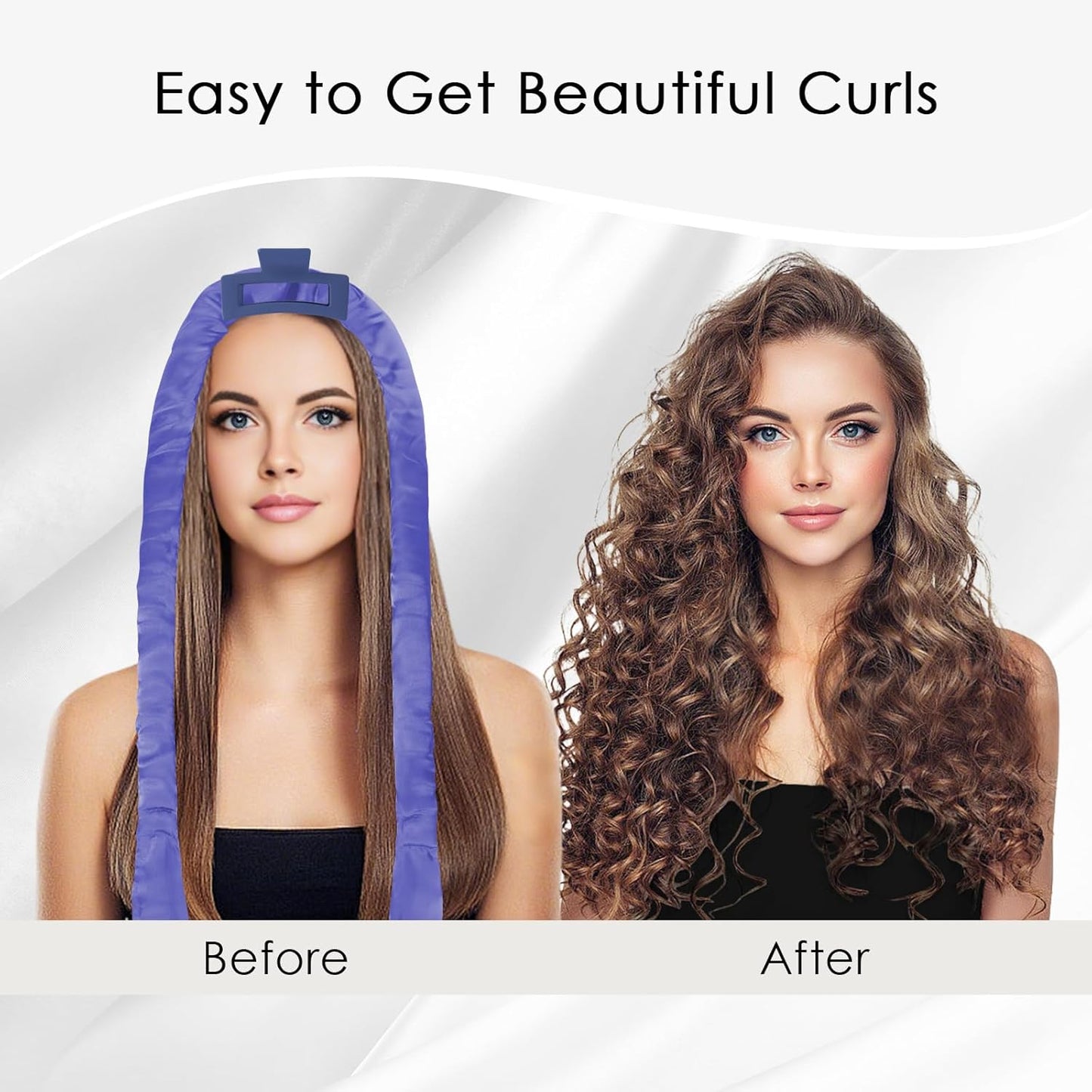 weiwei Satin Heatless Curlers Hair Curler, No Heat Curls Overnight Hair Curlers to Sleep In Overnight Curls Headband, 70" Hair Curlers No Heat, 9 Pcs Satin Heatless Curling Set for Women Long Hair