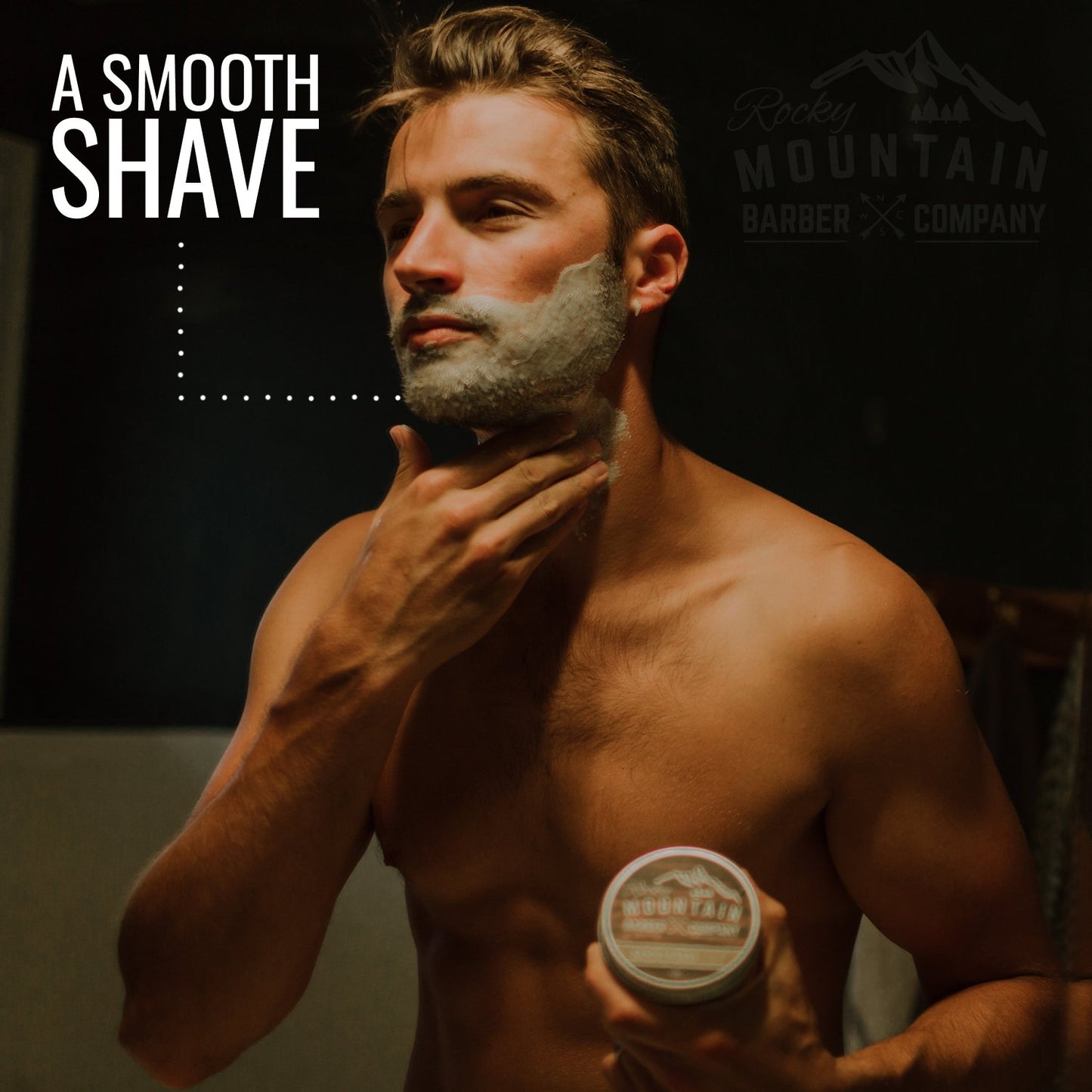 Shaving Cream for Men with Sandalwood Essential Oil - Thick Lather for Traditional and Cartridge Shaving - by Rocky Mountain Barber Company – 5oz Tin