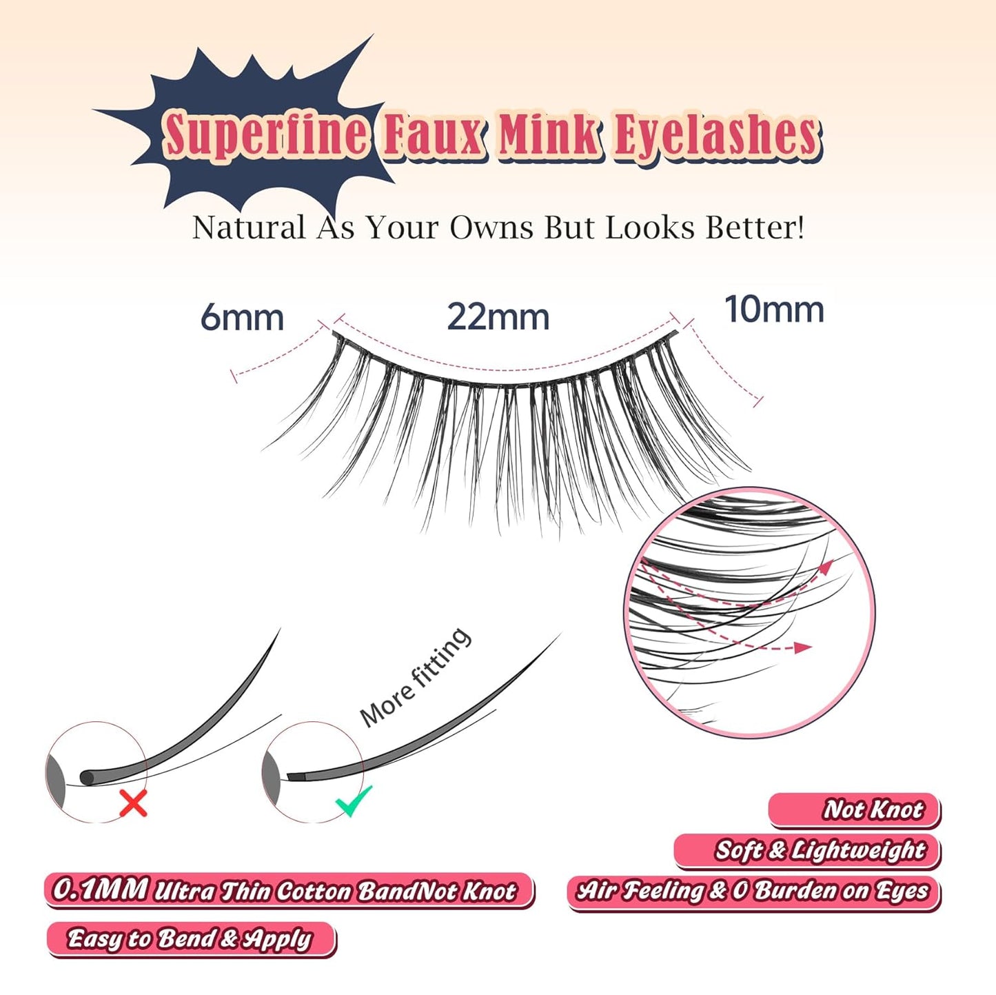 Half Lashes Natural Look C Curl False Eyelashes Cat Eye 7 Pack Corner Lash Siligli