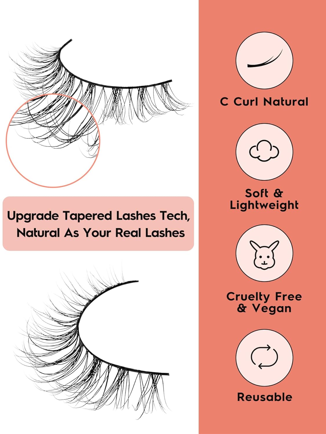 Natural Lashes Wispy False Eyelashes 10mm Short Lashes 3D Volume Strip Lashes Fake Eyelashes Siligli Lashes Thin Band Curly Eye Lashes Pack 10 pair