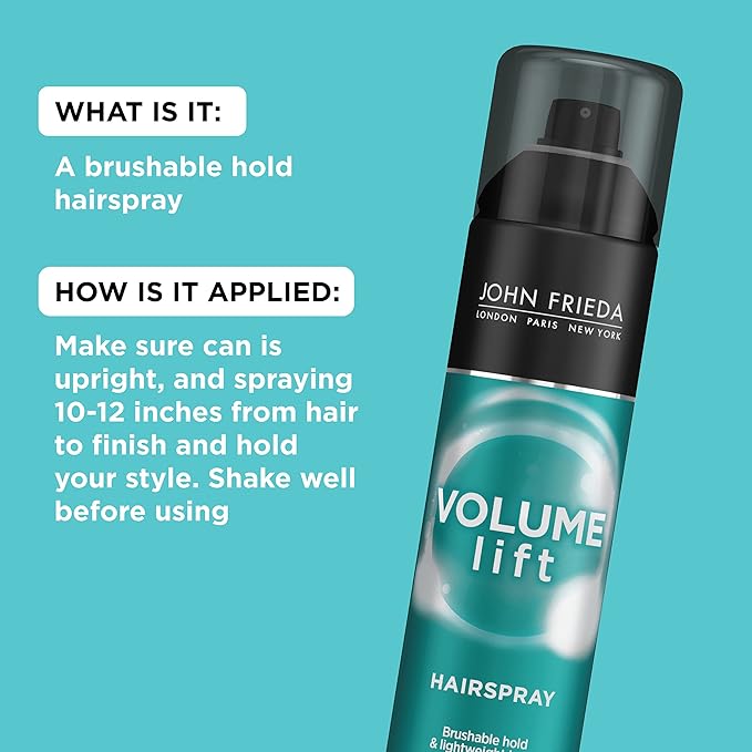 John Frieda Volume Lift Hairspray, Volumizing Hairspray with Air-Silk Technology for Fine or Flat Hair, Adds Body, Long-Lasting Hold, and Fullness for Fine, Thin Hair, 10 Oz
