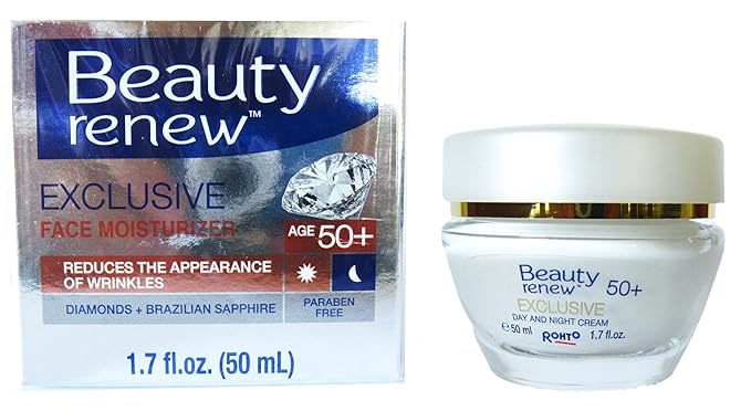 Beauty Renew 50+ Exclusive Day & Night Face Moisturizer Cream Diamonds and Brazilian Saphire