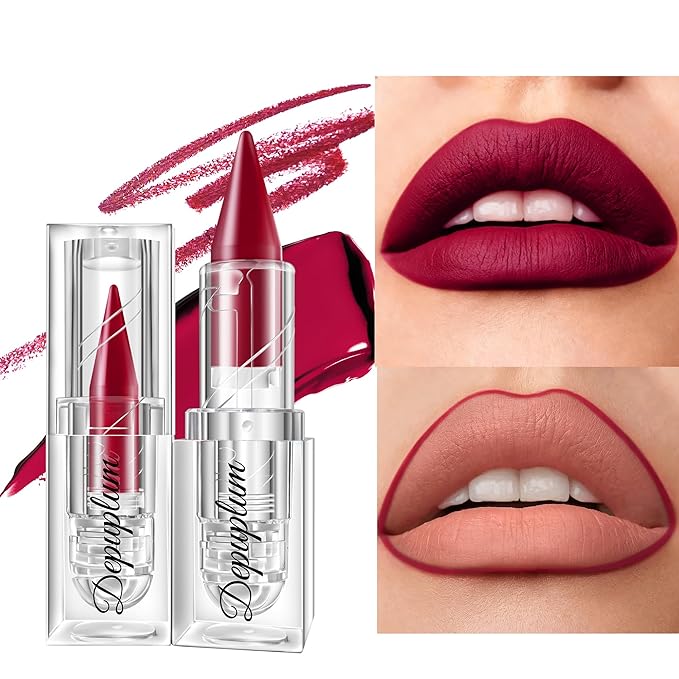 Burgundy Lipstick Gradient Matte Lipsticks Lip Liner Combo Set for Women Waterproof Long Lasting Lip Stick Pencil Cream Lip Liner and Lipstick Combo Makeup, E4