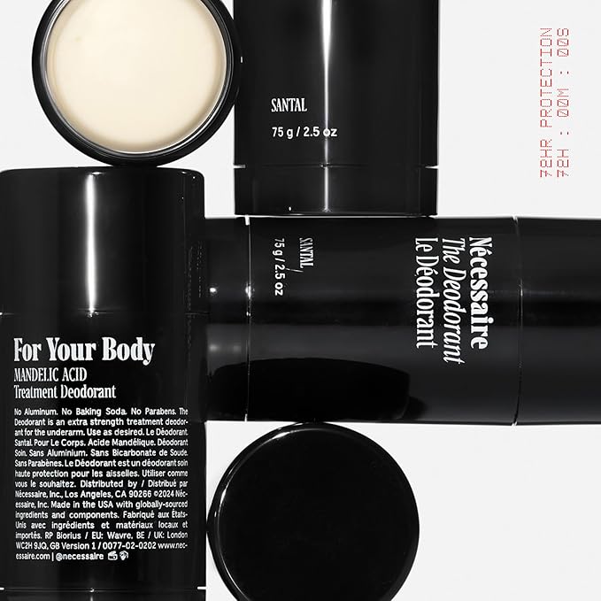 Nécessaire The Deodorant Santal | Aluminum Free Deodorant For Women & Men. Extra Strength Treatment with Mandelic Acid. Free of Baking Soda, Ozokerite & Silicones (75 g/2.5 oz)