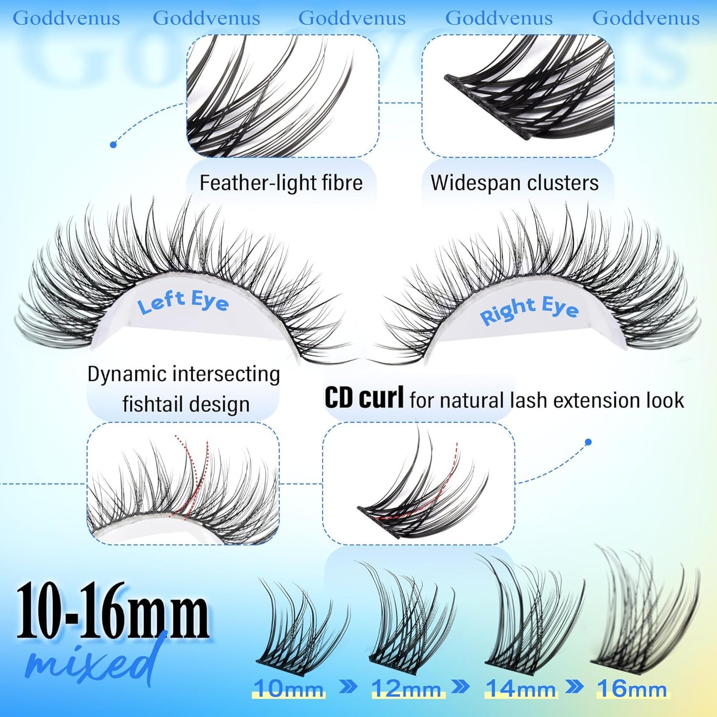 Wispy Lash Clusters Natural Lashes Clusters Wispy Eyelash Clusters CD Curl Cluster Eyelash Extensions DIY Individual Lashes Invisible Band Lash Extension Fluffy Eyelashes Clusters