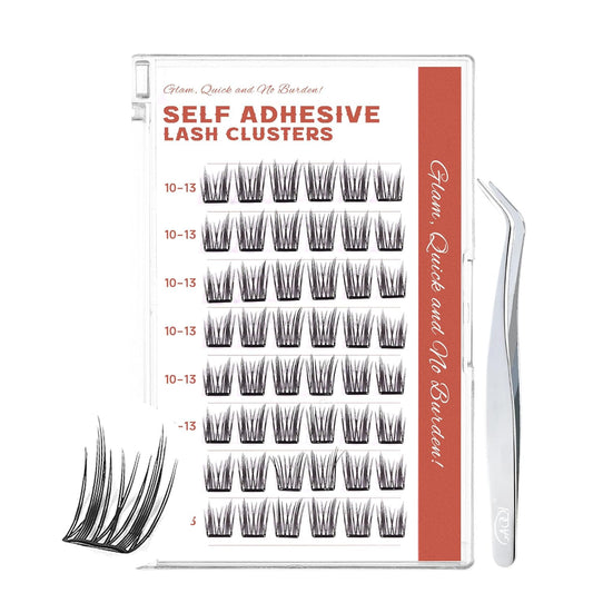 GAQQI Self Adhesive Lash Clusters, Pre Glued Eyelashes 10-14mm Wispy Cluster Lashes, Press On No Glue False Eyelashes, Strong Adhesive & Reusable Glueless(PG4)