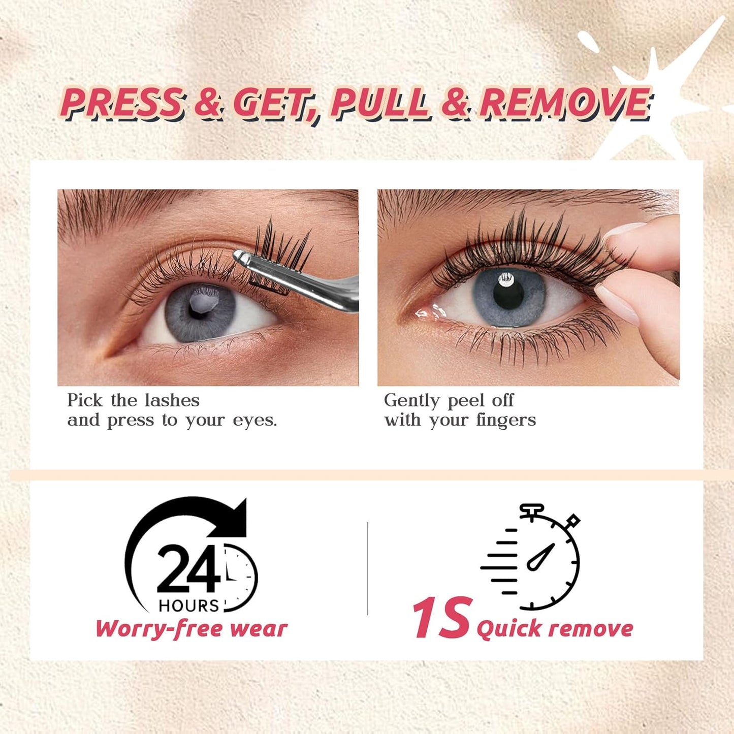 GAQQI Self Adhesive Lash Clusters, Pre Glued Eyelashes 10-14mm Wispy Cluster Lashes, Press On No Glue False Eyelashes, Strong Adhesive & Reusable Glueless(PG4)