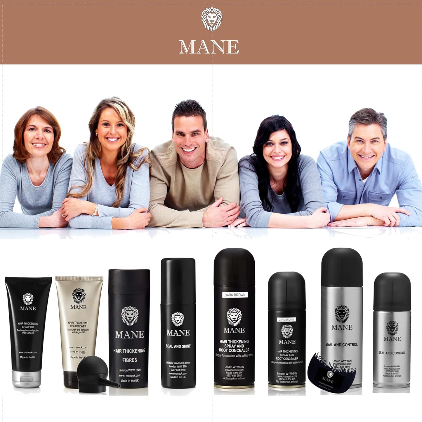 MANE Hair Thickening Fiber Spray (200 ml, Light Brown)