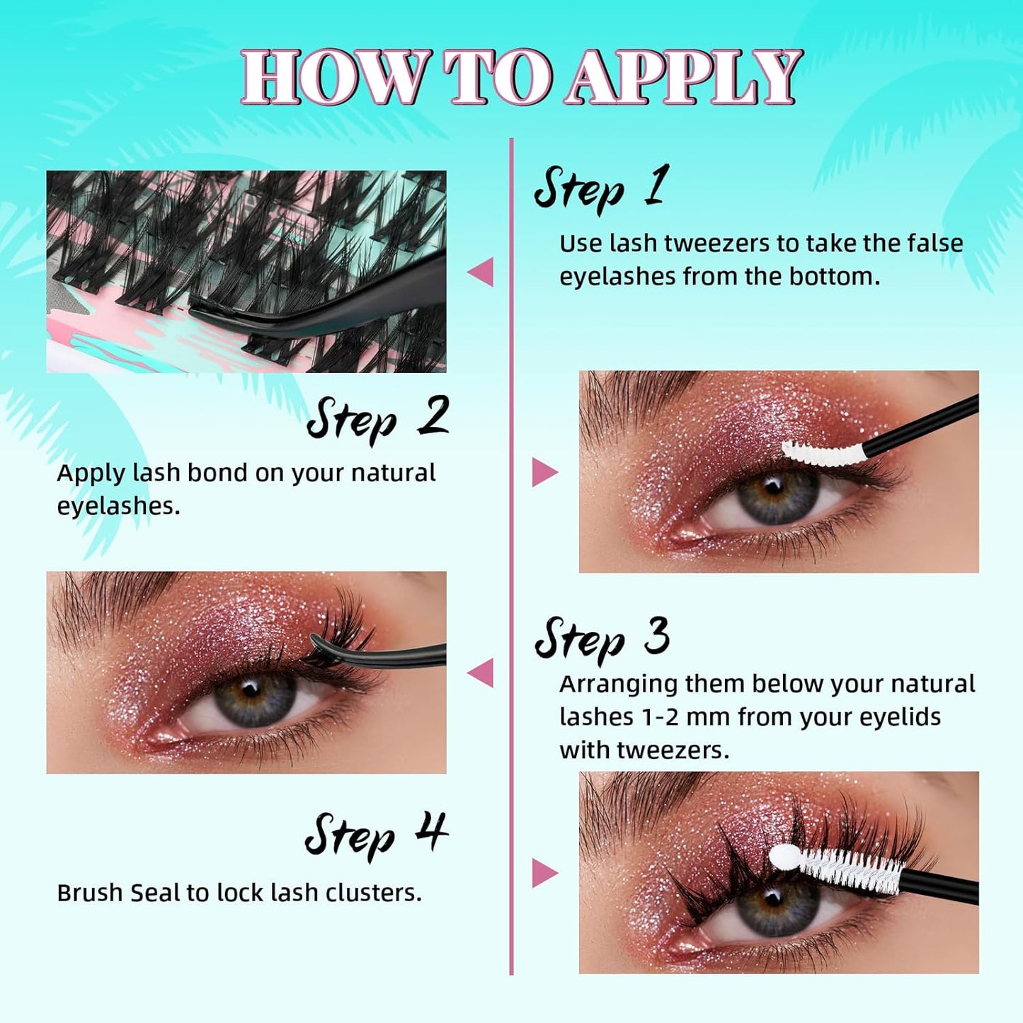 Lash Clusters Kit 144PCS Volume Eyelash Extension Kit with Lash White Bond and Seal,Eyelash Glue Remover and Applicator,Natural Lashes Premium Wide Stem Eyelashes Cluster Kit(Violet,D-Mix8-18mm)