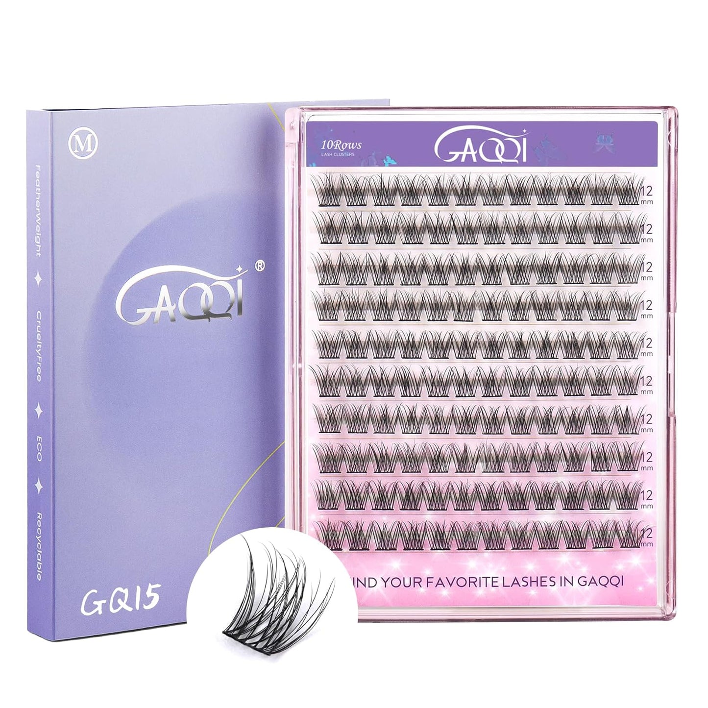 GAQQI Lash Clusters, Eyelash Clusters 120PCS C Curl Individual Lashes, Wispy Cluster Eyelash Extension 12mm Only, Natural Looking Cluster Lashes (GQ15, C Curl, 12mm)