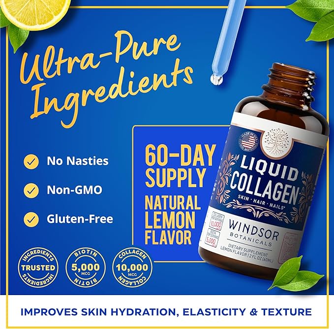 WINDSOR BOTANICALS Liquid Collagen Peptides with Biotin and Dental Probiotics for Fresh Breath Bundle