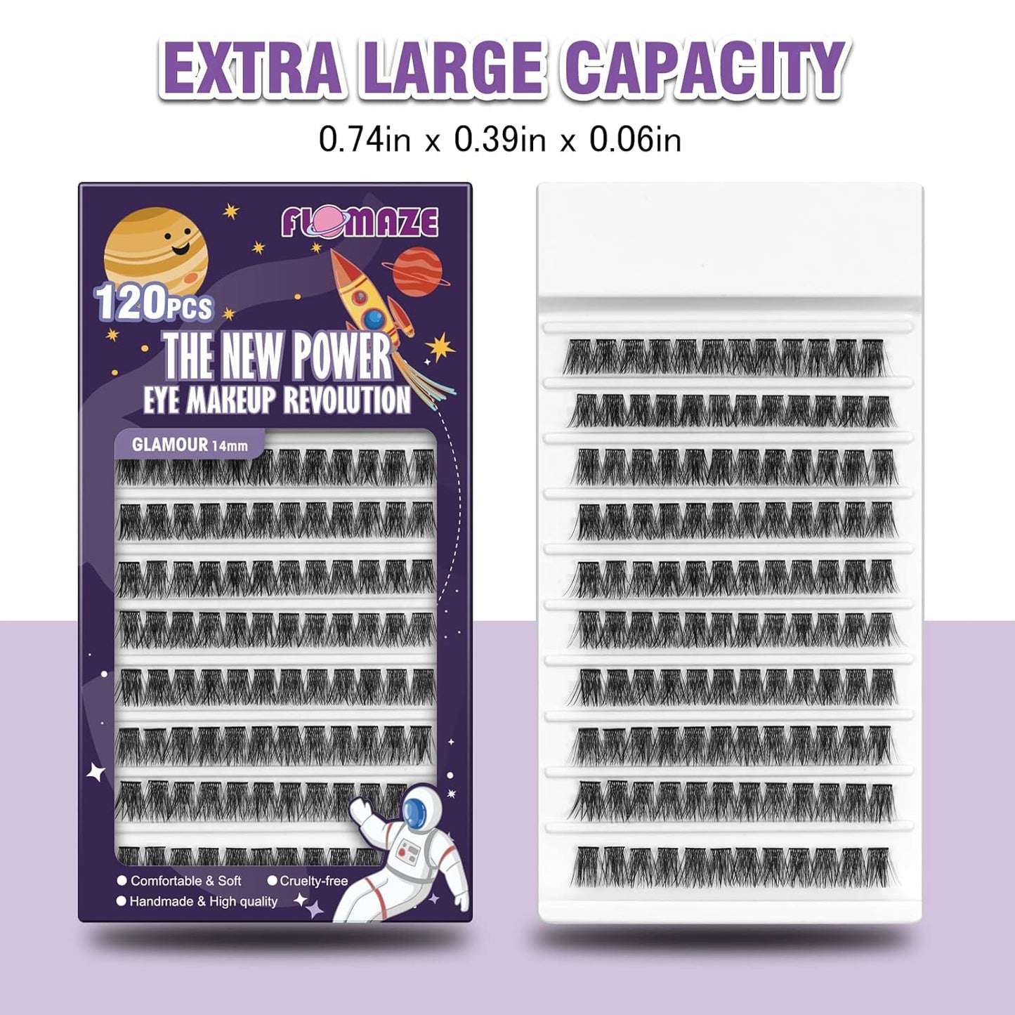 Lash Clusters 120 Clusters DIY Eyelash Extension Natural Look Lightweight Comfortable Handmade Reusable Individual Lashes False Eyelashes DIY at Home (Glamour-14mm)