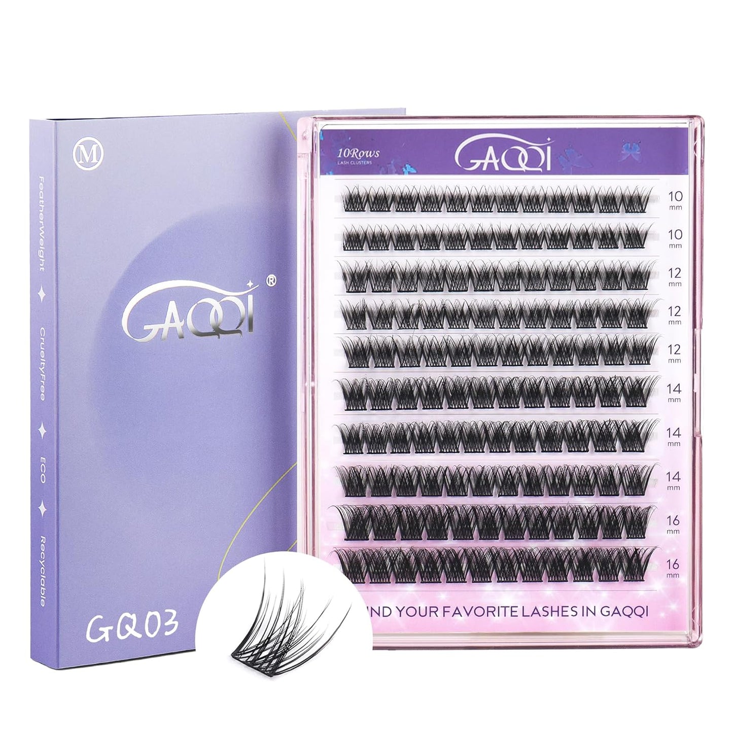 GAQQI Lash Clusters, Eyelash Clusters 120PCS C Curl Individual Lashes, Wispy Cluster Eyelash Extension 10-16mm Mixed Length, Natural Looking Cluster Lashes (GQ03, C Curl, 10-16mm)