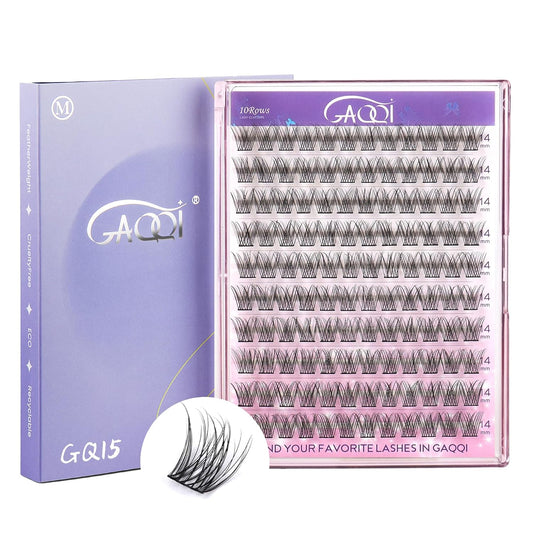 GAQQI Lash Clusters, Eyelash Clusters 120PCS C Curl Individual Lashes, Wispy Cluster Eyelash Extension 14mm Only, Natural Looking Cluster Lashes (GQ15, C Curl, 14mm)