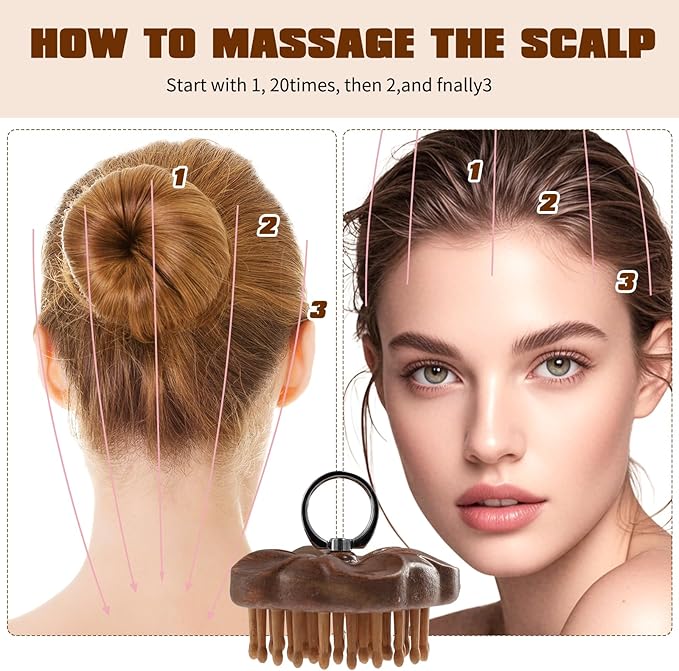 61-Tooth Wooden Scalp Massager, Bamboo Brush for Hair Growth, Sandalwood Comb for Body Relief, Suitable for Meridian Massage and Scraping Therapy