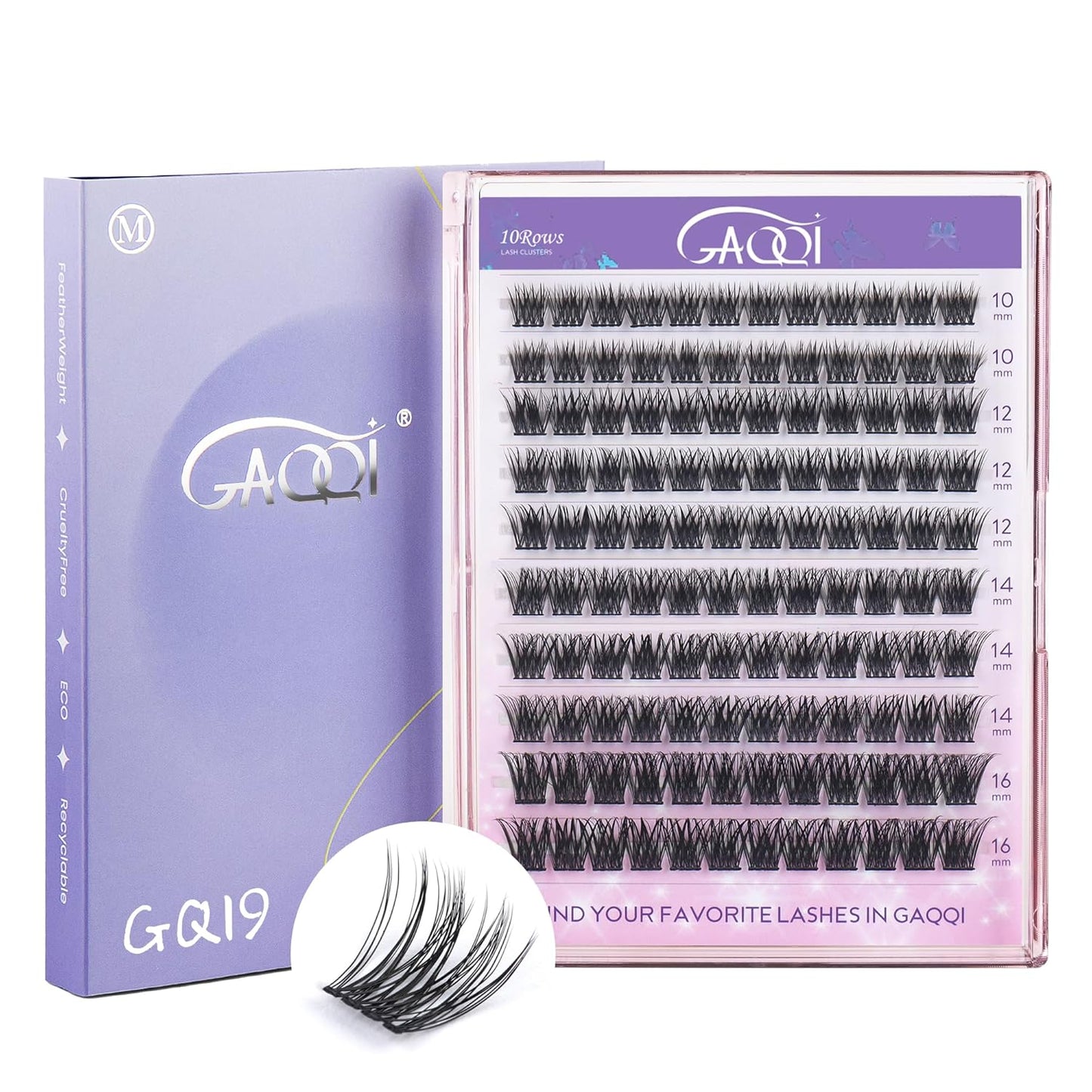 GAQQI Lash Clusters, Eyelash Clusters 120PCS C Curl Individual Lashes, Wispy Cluster Eyelash Extension 10-16mm Mixed Length, Natural Looking Cluster Lashes (GQ19, C Curl, 10-16mm)