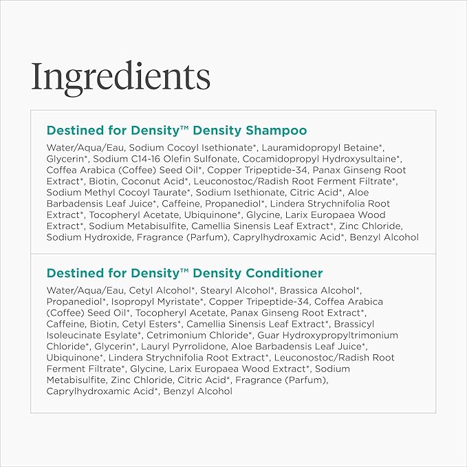 Briogeo Destined For Density Caffeine + Biotin Peptide Density Shampoo and Conditioner Set, Increases Hair Thickness and Volume for Fine or Thinning Hair, Vegan, Cruelty-Free, 2 x 8 fl oz