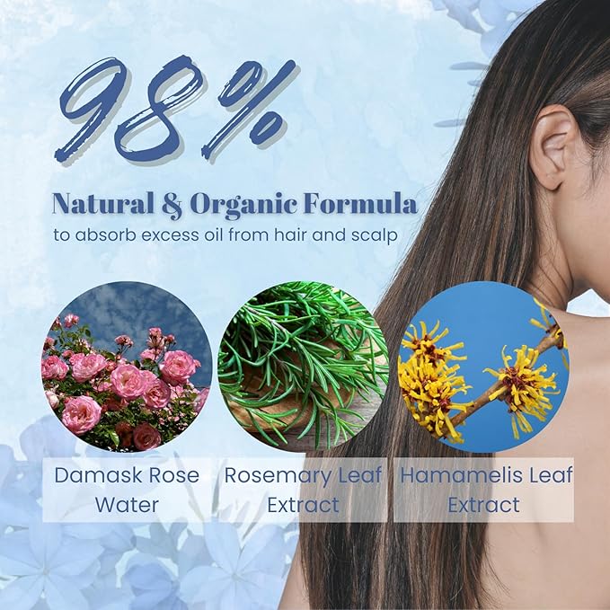 Natural Wet Dry Shampoo for Women Dry Hair & Sensitive Scalp, Organic Hair & Body Mist with Rosemary & Rose Water, Hair Refresher Spray from Japan, BLUE JASMINE & MINT, 4.06 Fl Oz, 2EA